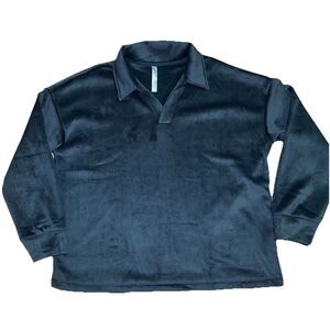 Mondetta Women's Corduroy Fleece Pullover, Black, Size XL